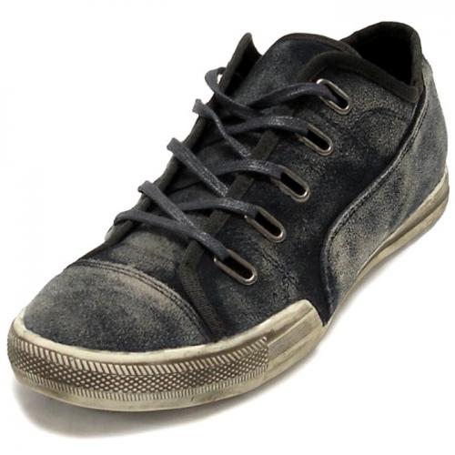 Fiesso Black Genuine Leather Casual Sneakers FI2108